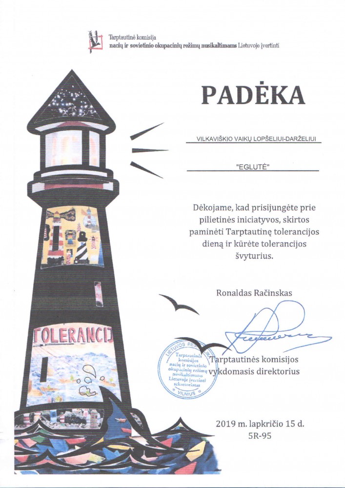 Padeka. Tolerancijos svyturys